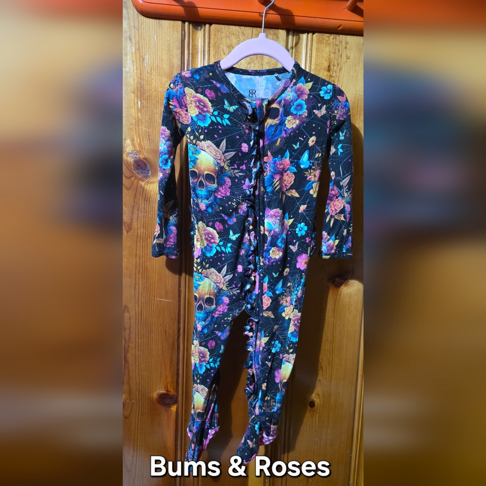 Floral Skull Print Onesie